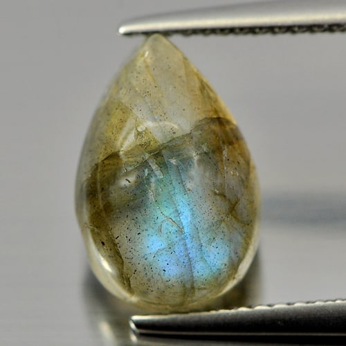 Natural Multi-Color Labradorite Gemstones 3.57 Ct. Pear Cabochon 12.1 x 8.1 Mm. (1 of 3)