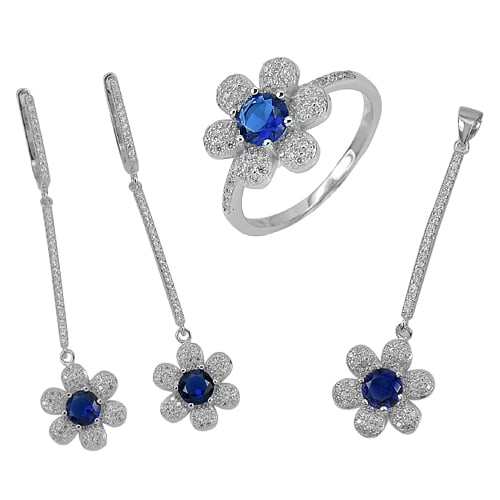 925 Sterling Silver Jewelry Set 12.71 Grams Ring Size 8 Earrings and Pendant: Product ID: 220000073 Product Type: 925 Sterling Silver Fine Jewelry Jewelry Weight: 12.71 Grams. Ring Size: 8 Resizable(Fee) Gemstones Color: Blue Metal: Solid Silver 92.5%. Gemstone Detail: Blue CZ 