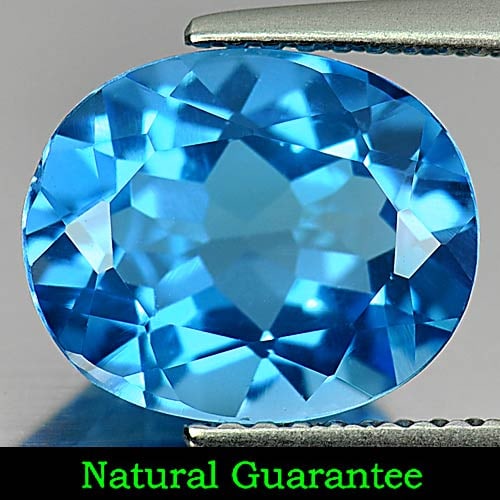 Natural Swiss Blue Topaz Gemstones 4.27 Ct. Oval Shape 11 x 9 Mm.: Product ID: 807160613 Product Name: Natural Blue Topaz Weight: 4.27 CT. Size: 11 x 9 x 5.5 MM. Shape: Oval Color: Swiss Blue Clarity:VVS Luster: Good Gems Origin: Brazil Treatment: Treated Crystal Str