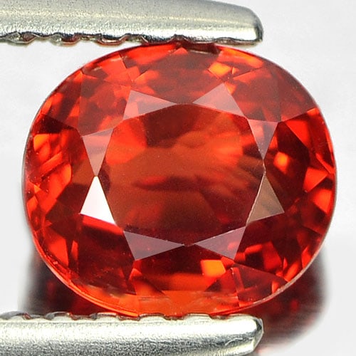 Natural Orange Red Songea Sapphire Gemstones 1.03 Ct. Clean Oval Shape 6 x 5.2 Mm.: Product ID: 106113121 Product Name: Natural Red Sapphire Weight: 1.03 CT. Size: 6 x 5.2 x 3.4 MM. Shape: Oval Color: Orange Red Clarity:IF Luster: Good Gems Origin: Tanzania Treatment: Heated Crystal 