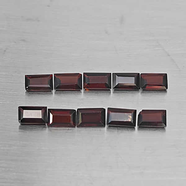 Natural Orangish Red Garnet Gemstones 3.59 Ct. 10 Pcs. Baguette Shape 5.2 x 3.2 Mm.: Product ID: 802937890 Product Name: Natural Red Garnet Weight: 3.59 CT. Size: 5.2 x 3.2 x 2.3 MM. Shape: Baguette Shape Color: Orangish Red Clarity:SI1 Luster: Good Gems Origin: Tanzania Treatment: Un