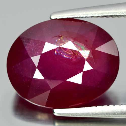 Natural Purplish Red Ruby Gemstones 5.17 Ct. Oval Shape 11.5 x 9.1 Mm.: Product ID: 805927858 Product Name: Natural Ruby Weight: 5.17 CT. Size: 11.5 x 9.1 x 5.1 MM. Shape: Oval Color: Purplish Red Clarity:VSI Luster: Good Gems Origin: Madagascar Treatment: Heated (Lead-gl