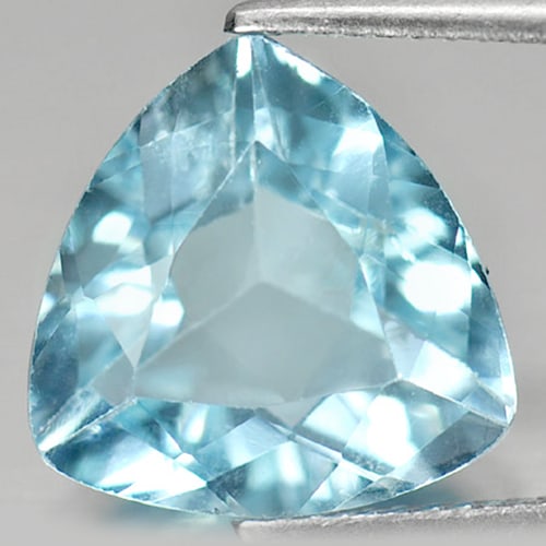 Natural Swiss Blue Topaz Gemstones 7.65 Ct. Trilliant Shape 13 x 12.8 Mm.: Product ID: 807158044 Product Name: Natural Blue Topaz Weight: 7.65 CT. Size: 13 x 12.8 x 6.7 MM. Shape: Trilliant Color: Swiss Blue Clarity:VSI Luster: Good Gems Origin: Brazil Treatment: Treated Cry