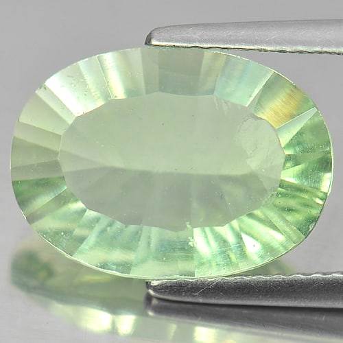 Natural Green Flourite Gemstones 5.84 Ct. Oval Concave Cut 14.3 x 10.3 Mm.: Product ID: 802703260 Product Name: Natural Fluorite Weight: 5.84 CT. Size: 14.3 x 10.3 x 5.7 MM. Shape: Oval Concave Cut Color: Green Clarity:VSI Luster: Good Gems Origin: Brazil Treatment: Unheated 
