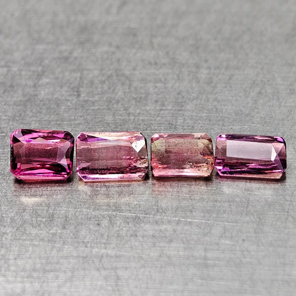 Natural Pink Tourmaline Gemstones 2.04 Ct. 4 Pcs. Octagon Shape: Product ID: 807250590 Product Name: Natural Tourmaline Weight: 2.04 CT. Size: 5.6 x 3.8 x 2.8 to 4.9 x 3.6 x 2.9 MM. Shape: Octagon Color: Pink Clarity:VSI Luster: Good Gems Origin: Nigeria Treatment: