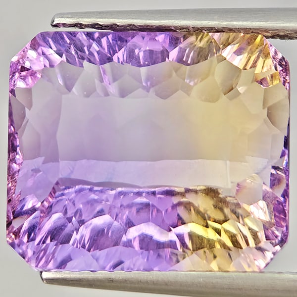 Natural Bi Color Ametrine Gemstone 9.06 Ct. Octagon Concave Cut 13.7 x 11.8 Mm. (1 of 3)