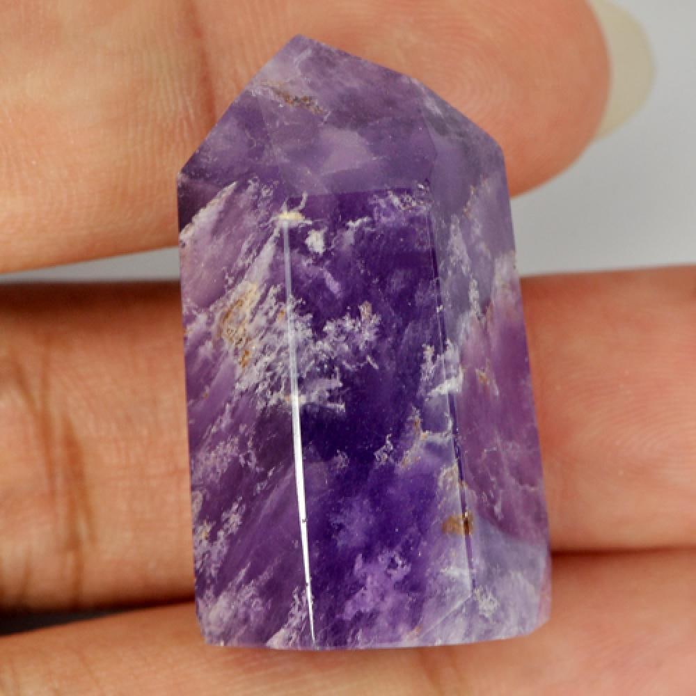 Natural Purple Amethyst Gemstones 79.95 Ct. Rough Shape 32 x 14 Mm.: Product ID: 818300509 Product Name: Natural Rough Weight: 79.95 CT. Size: 32 x 14 x 12 MM. Shape: Rough Color: Purple Clarity:Opaque Luster: Good Gems Origin: Brazil Treatment: Unheated Crystal Struct