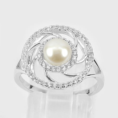 925 Sterling Silver Ring Size 5.5 Jewelry with Natural White Pearl and CZ 2.62 G: Product ID: 280510026 Product Name: Sterling Silver Ring Product Type: 925 Sterling Silver Fine Jewelry Jewelry Weight: 2.62 Grams. Ring Size: 5.5 Resizable(Fee) Gemstones Color: White Metal: Solid Si