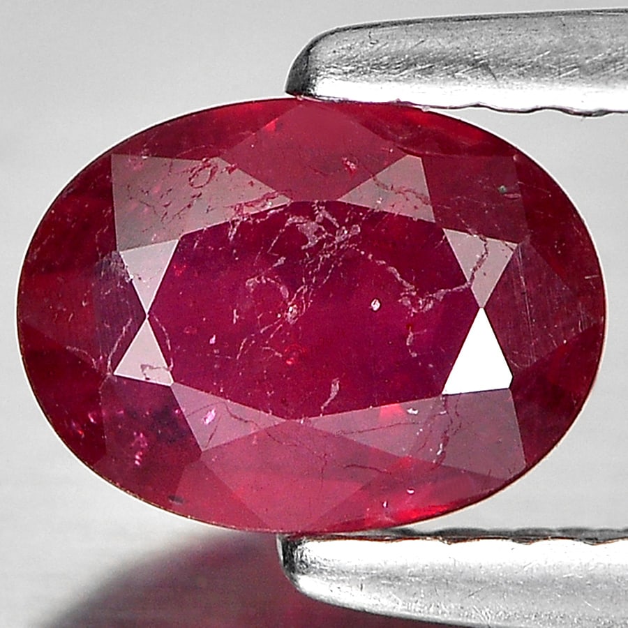 Natural Purplish Red Ruby Gemstones 0.98 Ct. Oval Shape 7 x 5.2 Mm.: Product ID: 805934868 Product Name: Natural Ruby Weight: 0.98 CT. Size: 7 x 5.2 x 2.8 MM. Shape: Oval Color: Red Clarity:SI1 Luster: Good Gems Origin: Madagascar Treatment: Heated (Lead glass fillin C