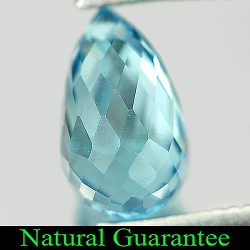 Natural Swiss Blue Topaz Gemstones 1.80 Ct. Briolette with Drilled Shape 8.3 x 5 Mm. (1 of 3)
