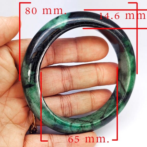 Natural Mulit Color Jade Gemstones Bangle 430.86 Ct. Diameter 65 Mm.: Product ID: 819816109 Product Name: Natural Gemstones Weight: 430.86 CT. Size: 80 x 65 x 14.6 MM. Shape: Round Shape Color: Multi-Color Green Clarity:Opaque Luster: Good Gems Origin: Thailand Treatmen