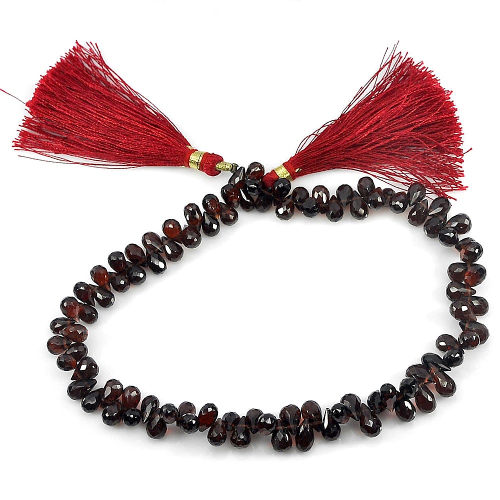 Natural Red Garnet Gemstones Beads 141.75 Ct. Briolette Shape Length 10.5 Inch (1 of 3)