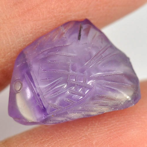 Natural Violet Amethyst Gemstones 5.49 Ct. Fish Carving Shape 14.7 x 10.6 Mm. (1 of 3)