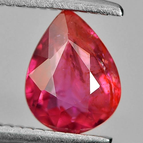 Natural Pinkish Red Tourmaline Gemstones 0.85 Ct. Pear Shape 7 x 5 Mm.: Product ID: 807246866 Product Name: Natural Tourmaline Weight: 0.85 CT. Size: 7 x 5 x 3.2 MM. Shape: Pear Color: Red Clarity:VSI Luster: Good Gems Origin: Nigeria Treatment: Unheated Crystal Structure