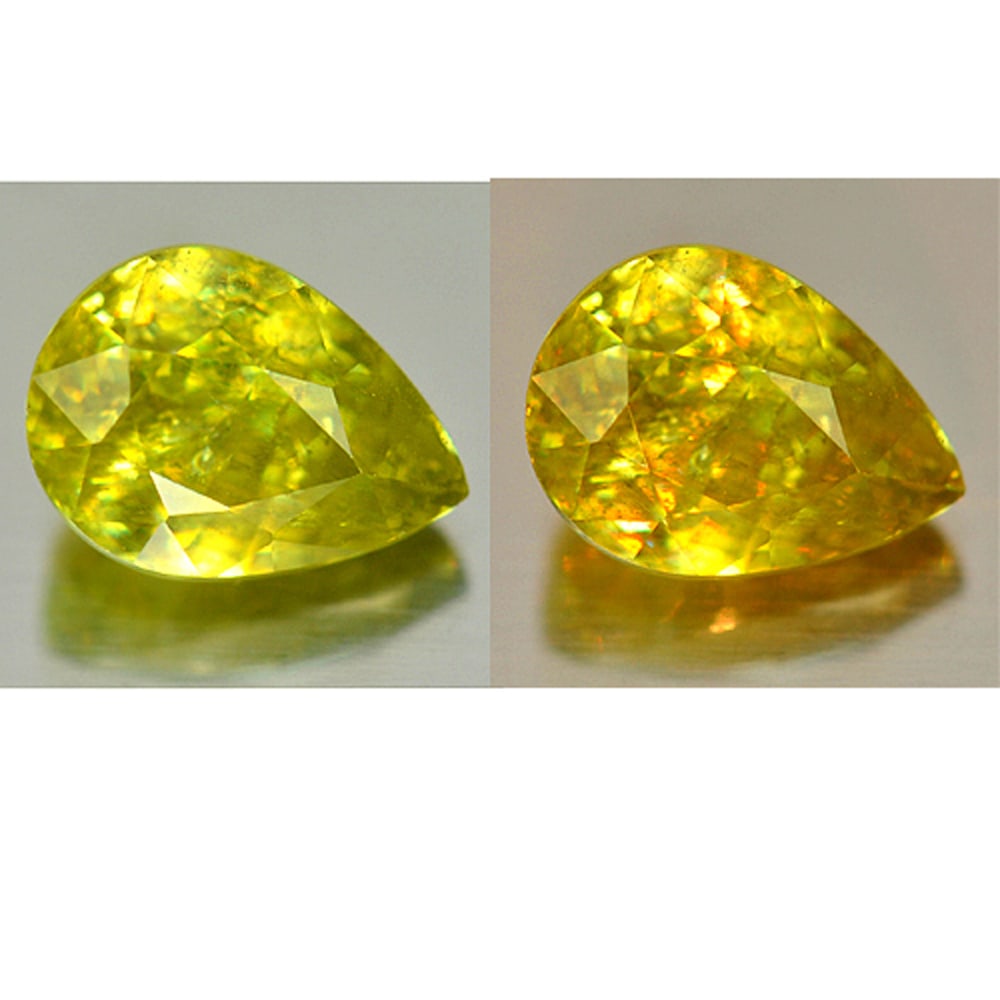 Natural Multi Color Sphene Gemstone 2.10 Ct. Pear Shape 8.7 x 6.4 Mm.: Product ID: 806505161 Product Name: Natural Sphene Weight: 2.10 CT. Size: 8.7 x 6.4 x 5.1 MM. Shape: Pear Color: Multi Color With Red Spark Clarity:VSI Luster: Good Gems Origin: Madagascar Treatment: 