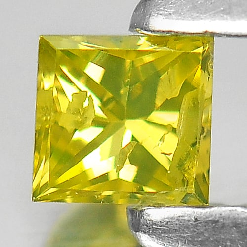 Natural Yellow Loose Diamond 0.15 Ct. Square Princess Cut 3 Mm.: Product ID: 802104018 Product Name: Natural Enhanced Diamond Weight: 0.15 CT. Size: 3 x 3 x 2 MM. Shape: Square Princess Cut Color: Yellow Clarity:SI1 Luster: Scintillating Gems Origin: Belgium Treatm