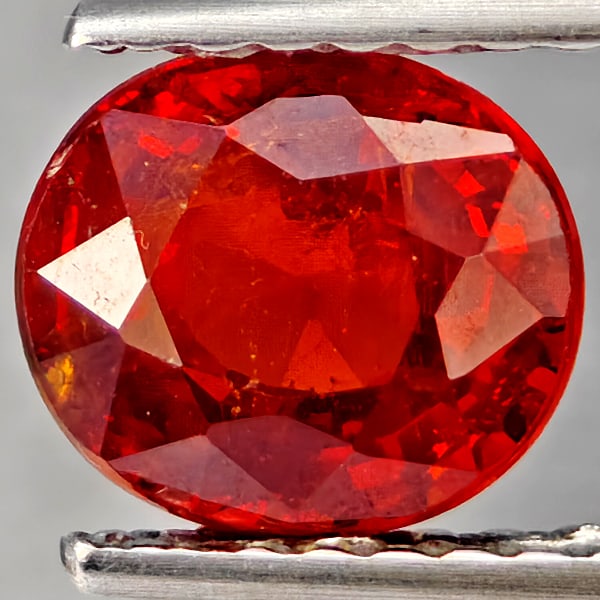 Natural Orangish Red Spessartine Garnet Gemstones 1.51 Ct. Oval Shape 6.8 x 6 Mm.: Product ID: 802937403 Product Name: Natural Garnet Weight: 1.51 CT. Size: 6.8 x 6 x 4.1 MM. Shape: Oval Shape Color: Orangish Red Clarity:SI1 Luster: Good Gems Origin: Namibia Treatment: Unheated Crys