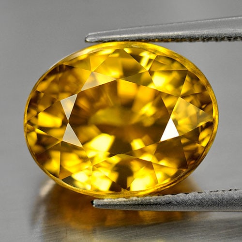 Natural Yellow Zircon Gemstones 11.78 Ct. Clean Oval Shape 12.8 x 10.3 Mm. (1 of 3)