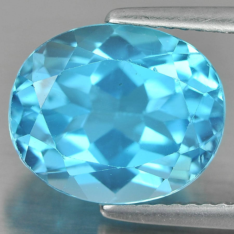 Natural Swiss Blue Topaz Gemstones 6.31 Ct. Oval Shape 12 x 10 Mm. (1 of 3)