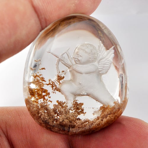 Natural Moss Quartz Gemstones 125 Ct. Carving Inner Pear Cabochon Shape 35 x 31 Mm.: Product ID: 805527088 Product Name: Natural Quartz Weight: 125.00 CT. Size: 35 x 31 x 18 MM. Shape: Pear Cabochon Color: White Clarity:Semi - Transparent Luster: Good Gems Origin: Thailand Treatment: 