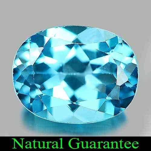 Natural Swiss Blue Topaz Gemstones 2.35 Ct. Oval Shape 9.2 x 7.1 Mm.: Product ID: 807162195 Product Name: Natural Blue Topaz Weight: 2.35 CT. Size: 9.2 x 7.1 x 4.8 MM. Shape: Oval Color: Swiss Blue Clarity:VSI Luster: Good Gems Origin: Brazil Treatment: Treated Crystal 