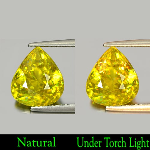 Multi Color Titanium Sphene With Rainbow Spark 4.76 Ct. Pear Shape 11.2 x 10.1 Mm.: Product ID: 806506487 Product Name: Natural Sphene Weight: 4.76 CT. Size: 11.2 x 10.1 x 6.2 MM. Shape: Pear Color: Multi Color With Rainbow Spark Clarity:SI1 Luster: Adamantine Gems Origin: Madagascar