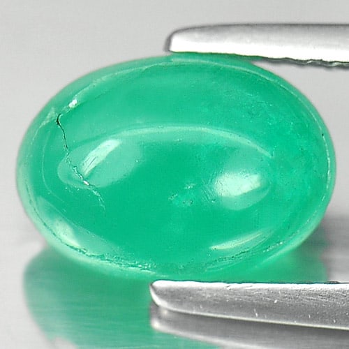 Natural Green Emerald Gemstones 2.10 Ct. Oval Cabochon 9.8 x 6.9 Mm.: Product ID: 802402418 Product Name: Natural Emerald Weight: 2.10 CT. Size: 9.8 x 6.9 x 4.3 MM. Shape: Oval Cabochon Color: Green Clarity:Semi - Transparent Luster: Good Gems Origin: Columbia Treatment