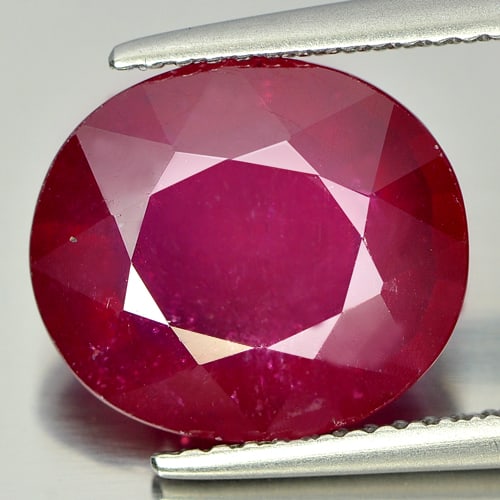 Natural Red Ruby Gemstones 7.17 Ct. Oval Shape 12.4 x 10.8 Mm. (1 of 3)