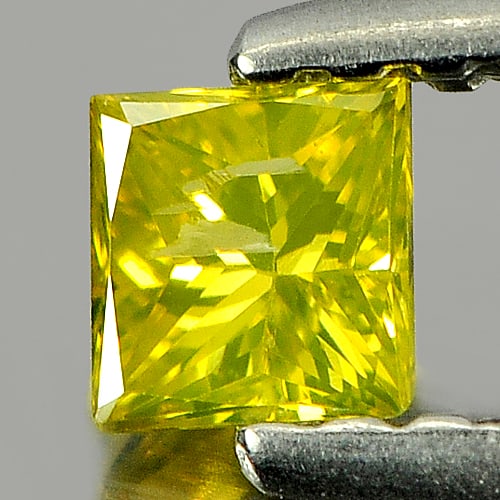 Natural Yellow Loose Diamond 0.19 Ct. Square Princess Cut 3 Mm. (1 of 3)