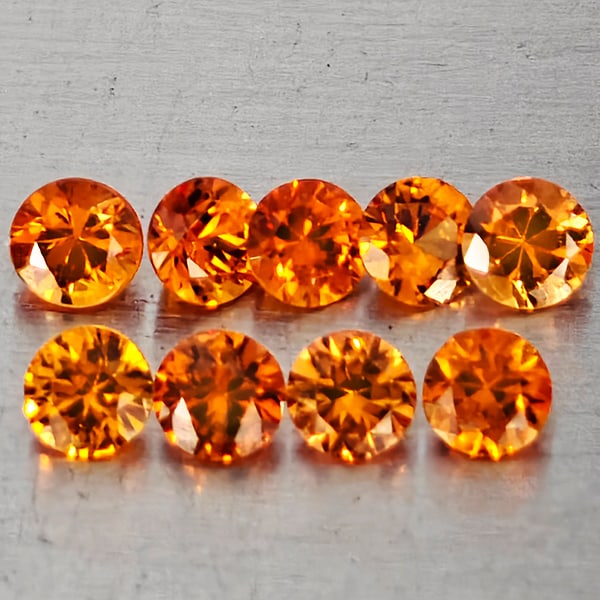Natural Orange Songea Sapphire Gemstones 0.67 Ct.10 Pcs. Round Diamond Cut 2.5 Mm.: Product ID: 806162880 Product Name: Natural Orange Sapphire Weight: 0.67 CT. Size: 2.5 x 2.5 x 1.8 MM. Shape: Round Diamond Cut Color: Orange Clarity:SI1 Luster: Good Gems Origin: Tanzania Treatment: 