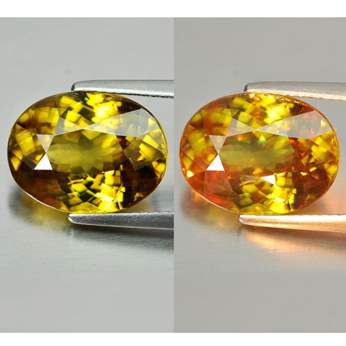 Natural Multi-Color Sphene Gemstones With Rainbow Spark 8.05 Ct. Oval Shape 14.2 x 11 Mm.: Product ID: 806507994 Product Name: Natural Sphene Weight: 8.05 CT. Size: 14.2 x 11 x 6.8 MM. Shape: Oval Color: Multi-Color Clarity:VSI Luster: Adamantine Gems Origin: Madagascar Treatment: Unheated 