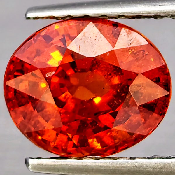 Natural Orange Red Spessartine Garnet Gemstones 3.34 Ct. Oval Shape 8.3 x 7.2 Mm. (1 of 3)
