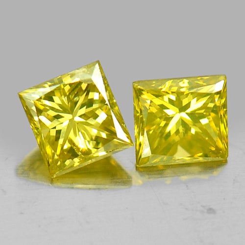Natural Yellow Loose Diamond 0.36 Ct. 2 Pcs. Baguette Princess Cut 3.1 x 2.9 Mm.: Product ID: 802102993 Product Name: Natural Enhanced Diamond Weight: 0.36 CT. Size: 3.1 x 2.9 x 2.3 MM. Shape: Baguette Princess Cut Color: Yellow Clarity:VSI Luster: Scintillating Gems Origin: Belgiu