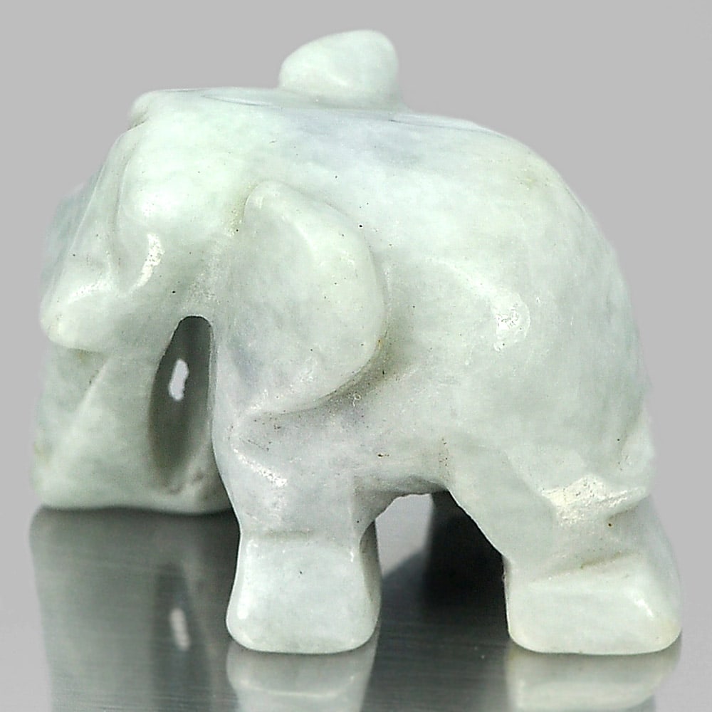 Natural Green Jade Gemstones 60.90 Ct. Elephant Carving Shape 25 x 19 Mm. (1 of 3)