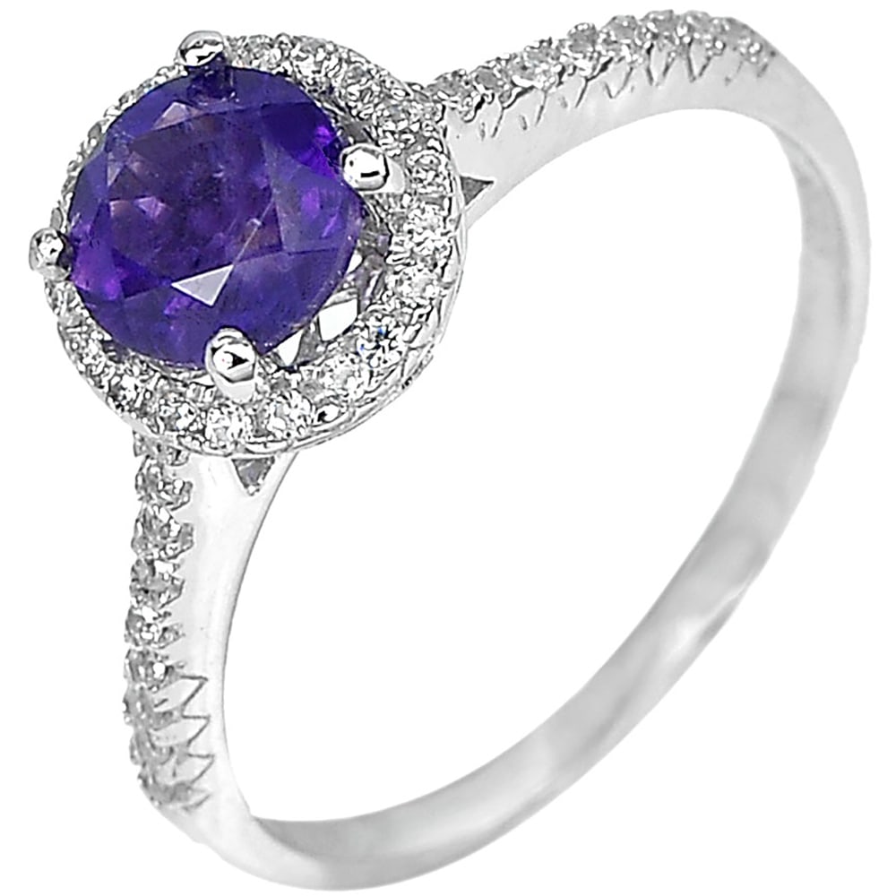 925 Sterling Silver 2.51 Grams Ring Size 7 with Natural Gemstone Purple Amethyst (1 of 3)