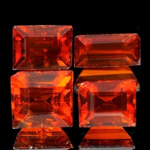 Natural Reddish Orange Spessartine Garnet Gemstones 2.91 Ct. 4 Pcs. Square Shape 5.4 x 4.9 Mm. (1 of 3)