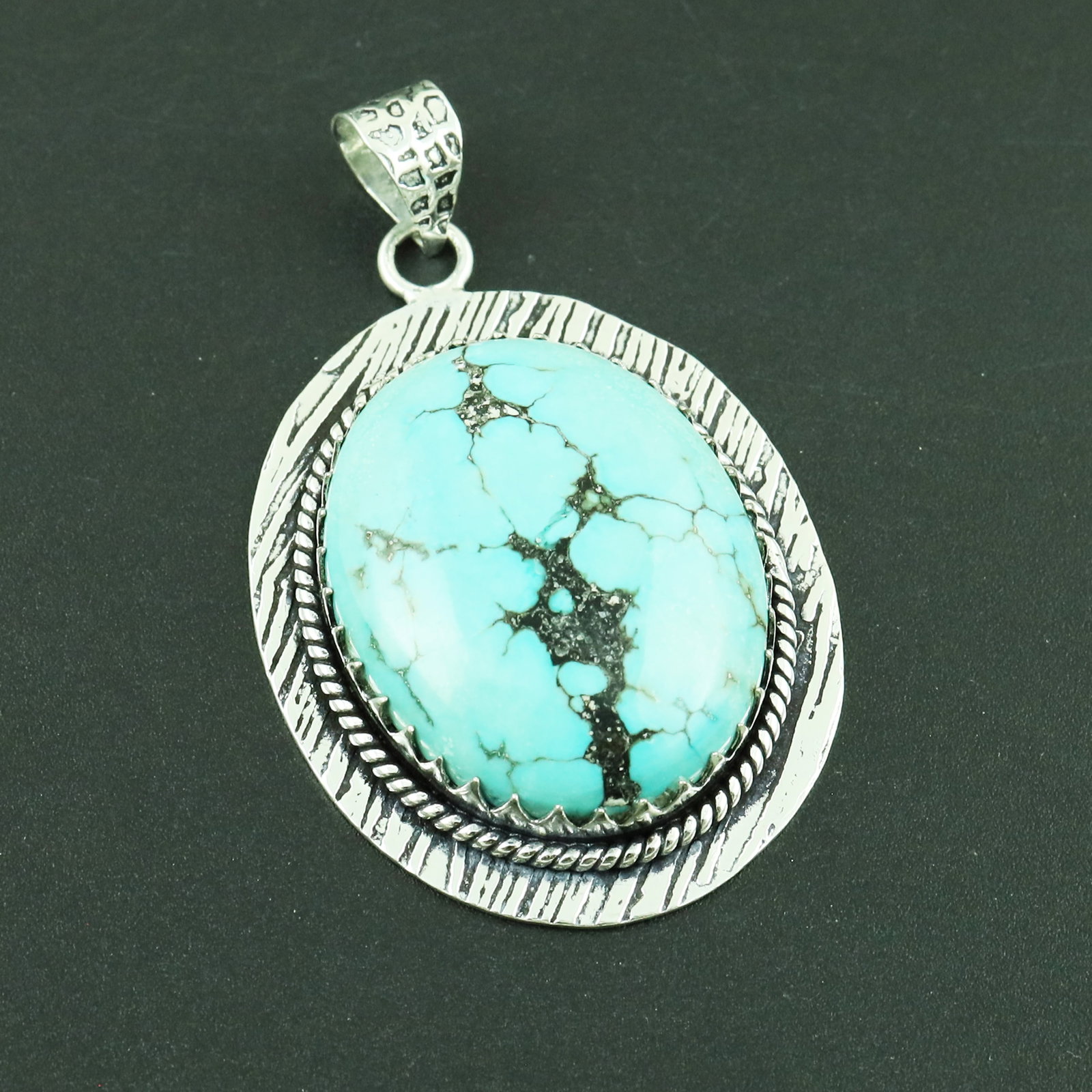 Natural Turquoise Silver Plated Handmade Pendant: Product ID: 260328174224 Product - Handmade Silver Plated Pendant Metal - 925 Sterling Silver Plated Pendant Size - 4x3 CM Gemstone - Turquoise Gemstone Origin - Tibet Gemstone Shape - Oval Pendant We