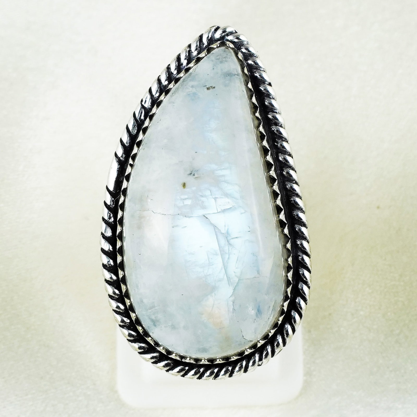 Natural Rainbow Moonstone Silver Plated Handmade Ring - 7MM?: Product ID: 260401171720 Product - Handmade Silver Plated Ring Metal - 925 Sterling Silver Plated Ring Size - 7MM Gemstone - Rainbow Moonstone Gemstone Origin - India Gemstone Shape - Pear Ring Weight