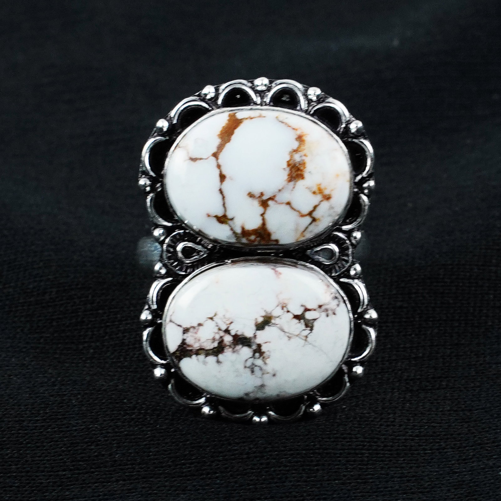 Natural Wild Horse Silver Plated Handmade Ring - 9MM: Product ID: 260404174642 Product - Handmade Silver Plated Ring Metal - 925 Sterling Silver Plated Ring Size - 9MM Gemstone - Wild Horse Gemstone Origin - United States Gemstone Size - 12X16 MM ( 2 Sto