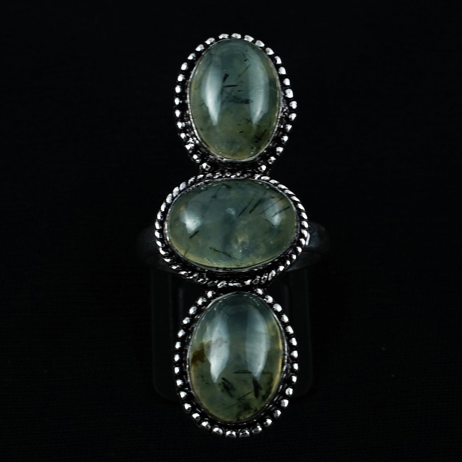 Natural Prehnite Silver Plated Handmade Ring - 10MM (1 of 3)