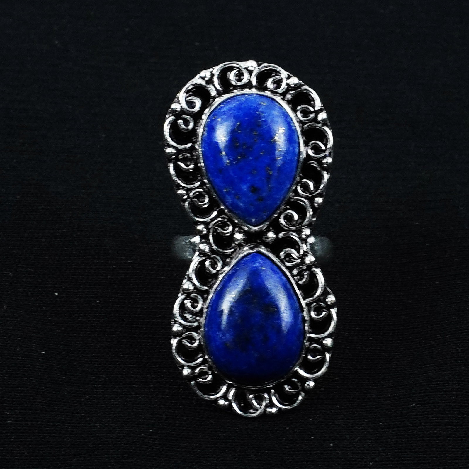 Natural Lapis Lazuli Silver Plated Handmade Ring - 7MM: Product ID: 260404171940 Product - Handmade Silver Plated Ring Metal - 925 Sterling Silver Plated Ring Size - 7MM Gemstone - Lapis Lazuli Gemstone Origin - Afghanistan Gemstone Size - 12X16 MM ( 2 Sto