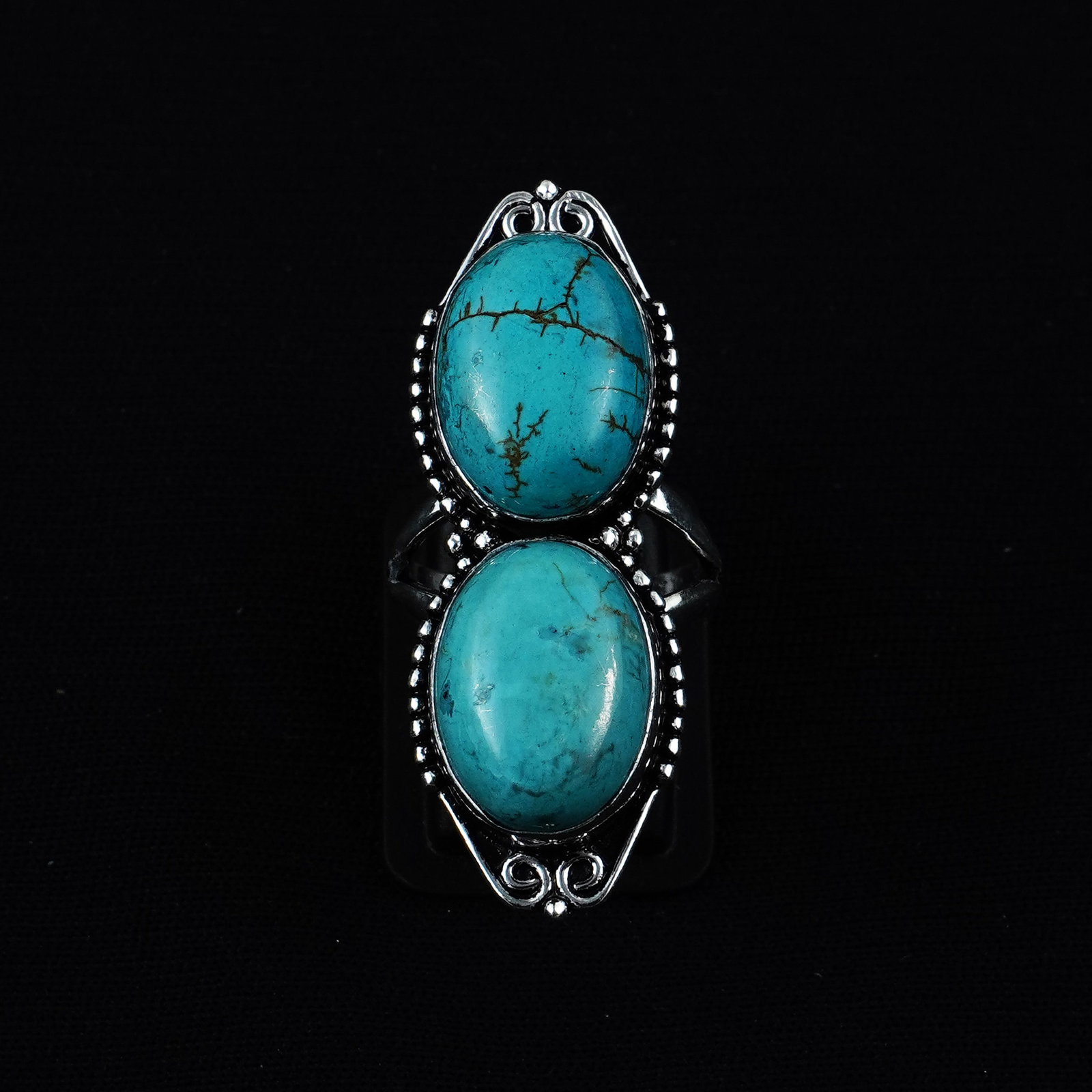 Natural Turquoise Silver Plated Handmade Ring - 6MM: Product ID: 260404170629 Product - Handmade Silver Plated Ring Metal - 925 Sterling Silver Plated Ring Size - 6MM Gemstone - Turquoise Gemstone Origin - Tibet Gemstone Size - 12X16 MM ( 2 Stone ) Gems