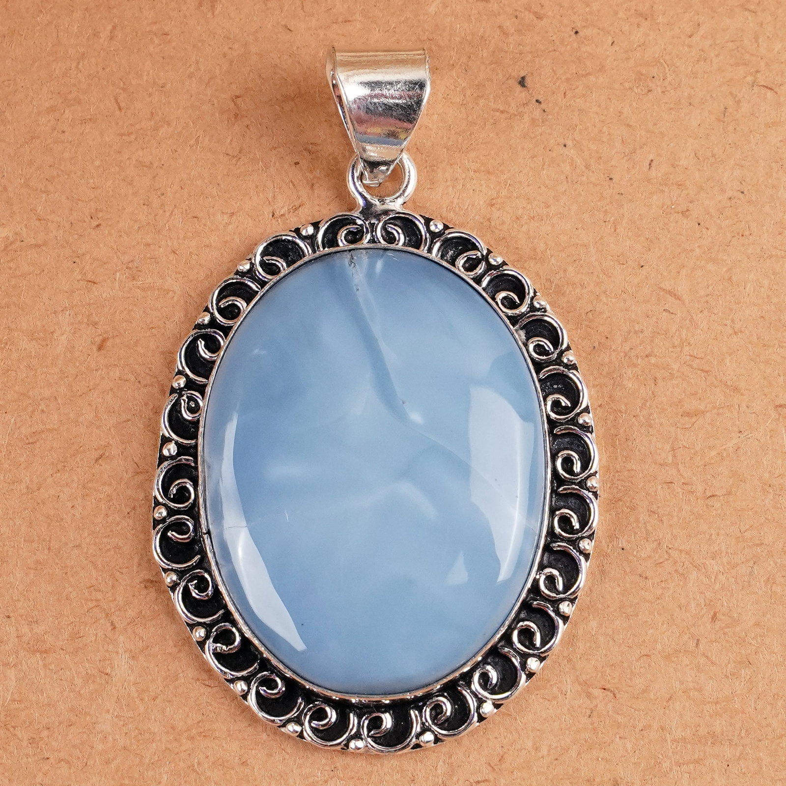 Natural Blue Opal Silver Plated Handmade Pendant (1 of 3)