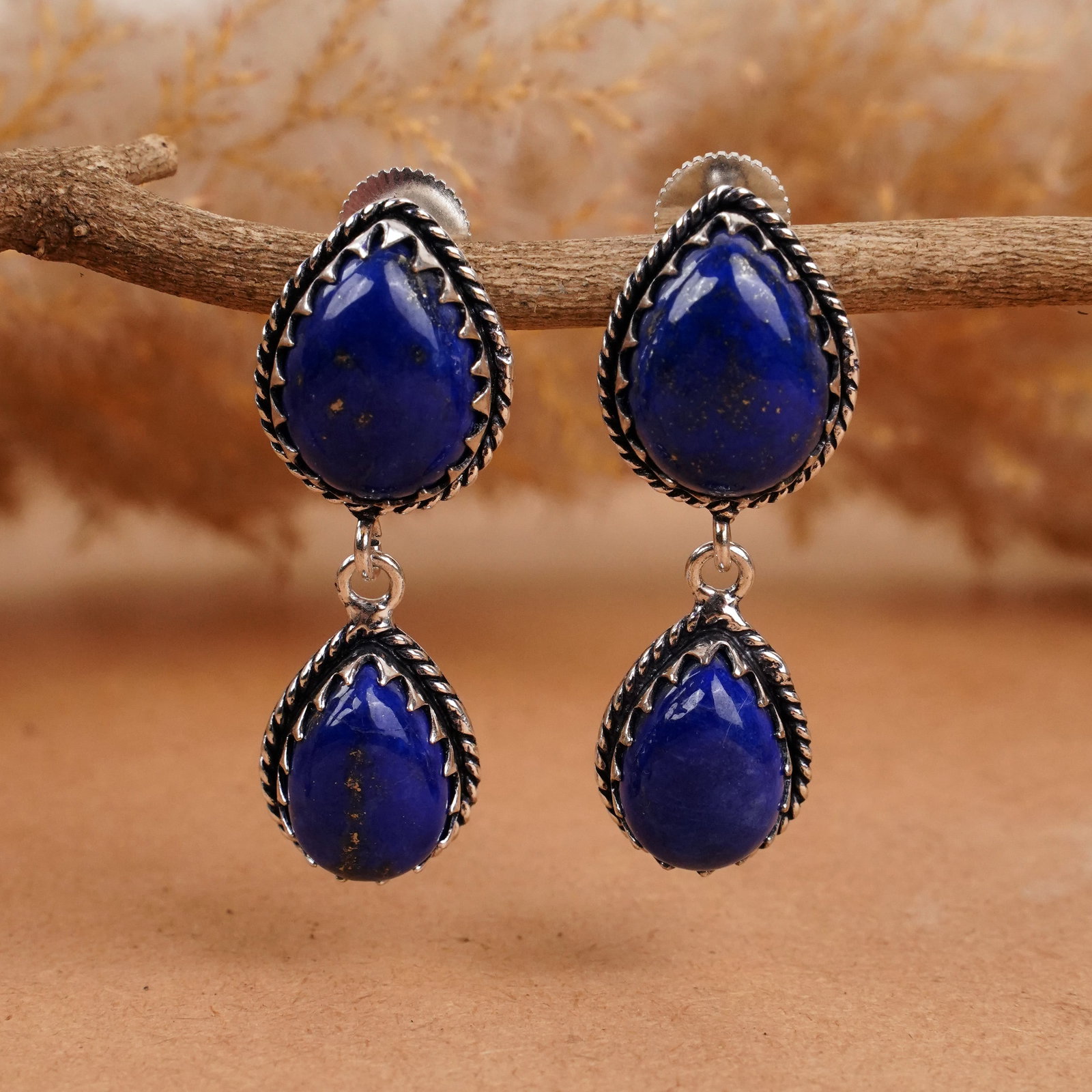 Natural Lapis Lazuli Silver Plated Handmade Stud Earring: Product ID: 260406134118 Product - Handmade Silver Plated Stud Earring Metal - 925 Sterling Silver Plated Earring Type - Stud Gemstone - Lapis Lazuli Gemstone Origin - Afghanistan Gemstone Size - 12X1