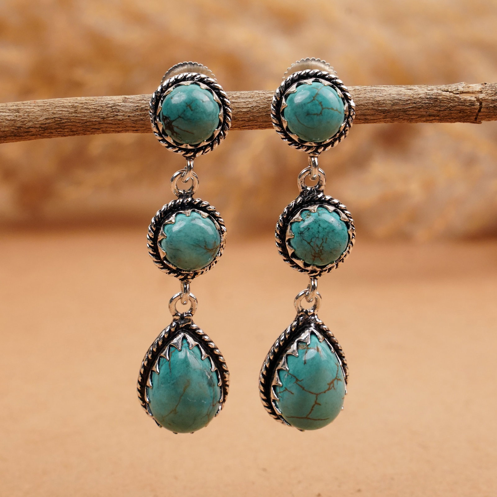 Natural Turquoise Silver Plated Handmade Stud Earring: Product ID: 260410130602 Product - Handmade Silver Plated Stud Earring Metal - 925 Sterling Silver Plated Earring Type - Stud Gemstone - Turquoise Gemstone Origin - Tibet Gemstone Size - 10X14 MM ( 2 