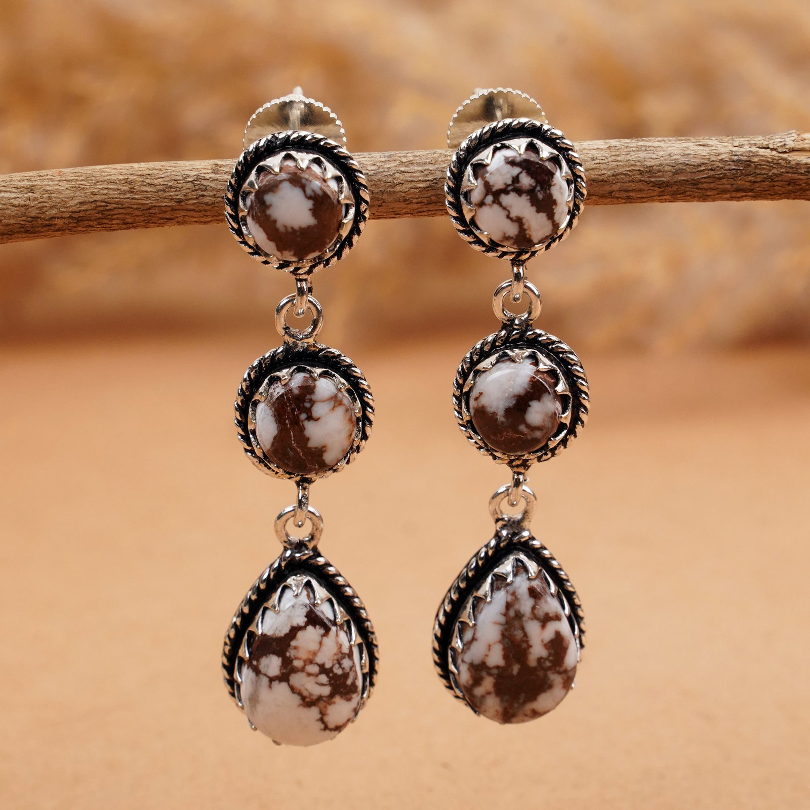 Natural Wild Horse Silver Plated Handmade Stud Earring: Product ID: 260410130438 Product - Handmade Silver Plated Stud Earring Metal - 925 Sterling Silver Plated Earring Type - Stud Gemstone - Wild Horse Gemstone Origin - United States Gemstone Size - 10X1