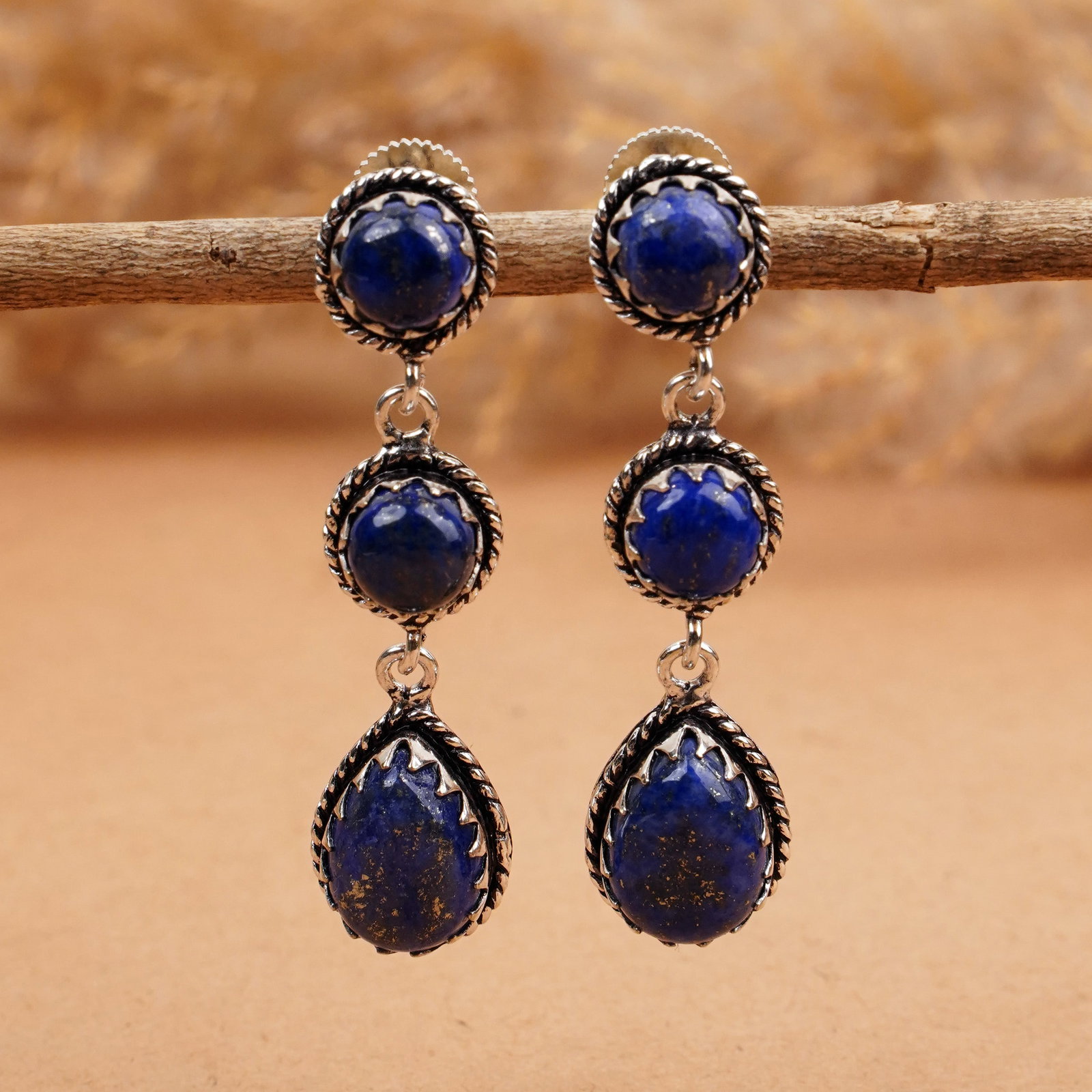 Natural Lapis Lazuli Silver Plated Handmade Stud Earring: Product ID: 260410130355 Product - Handmade Silver Plated Stud Earring Metal - 925 Sterling Silver Plated Earring Type - Stud Gemstone - Lapis Lazuli Gemstone Origin - Afghanistan Gemstone Size - 10X1