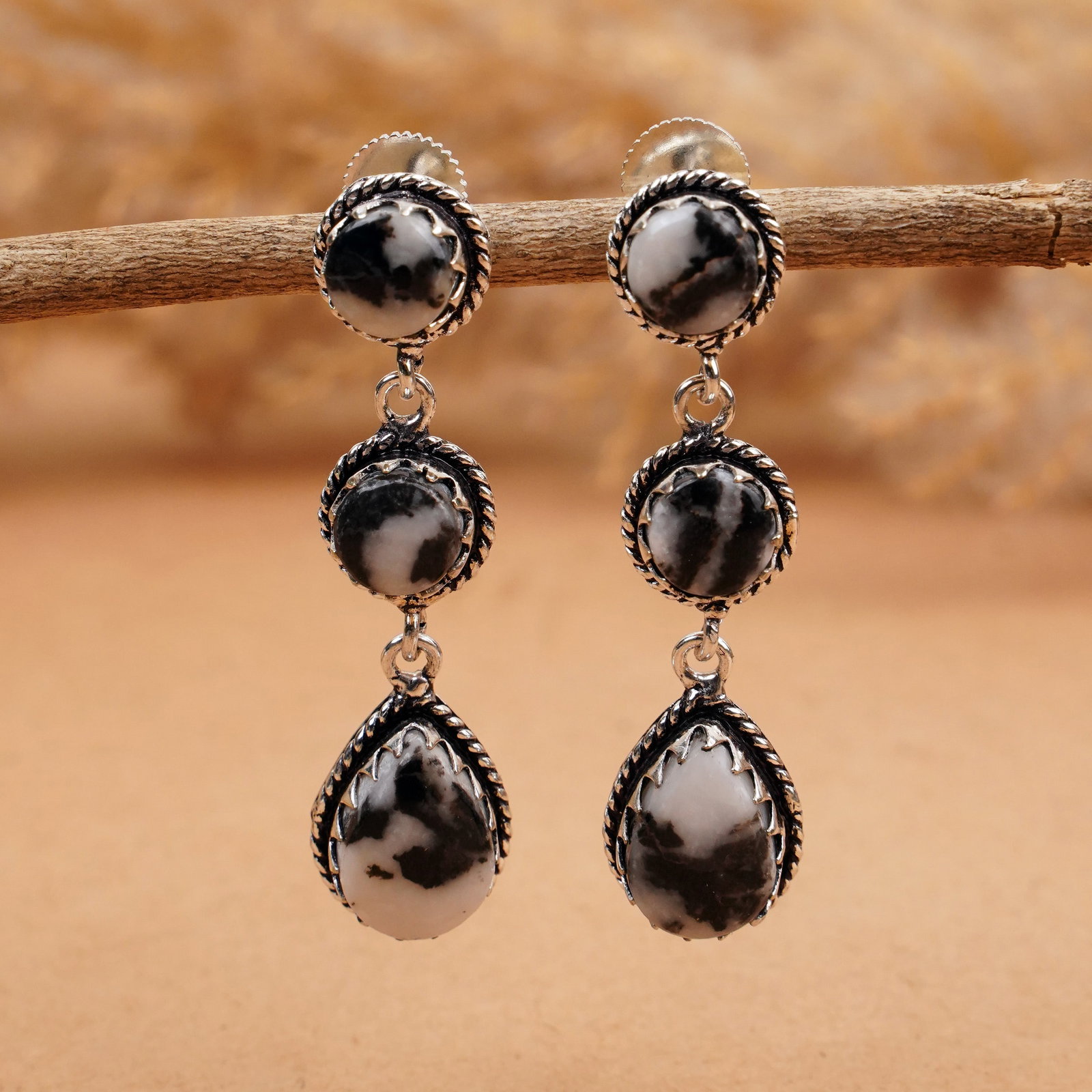 Natural Zebra Jasper Sterling Silver Plated Handmade Stud Earring: Product ID: 260410130128 Product - Handmade Silver Plated Stud Earring Metal - 925 Sterling Silver Plated Earring Type - Stud Gemstone - Zebra Jasper Gemstone Origin - Africa Gemstone Size - 10X14 MM 