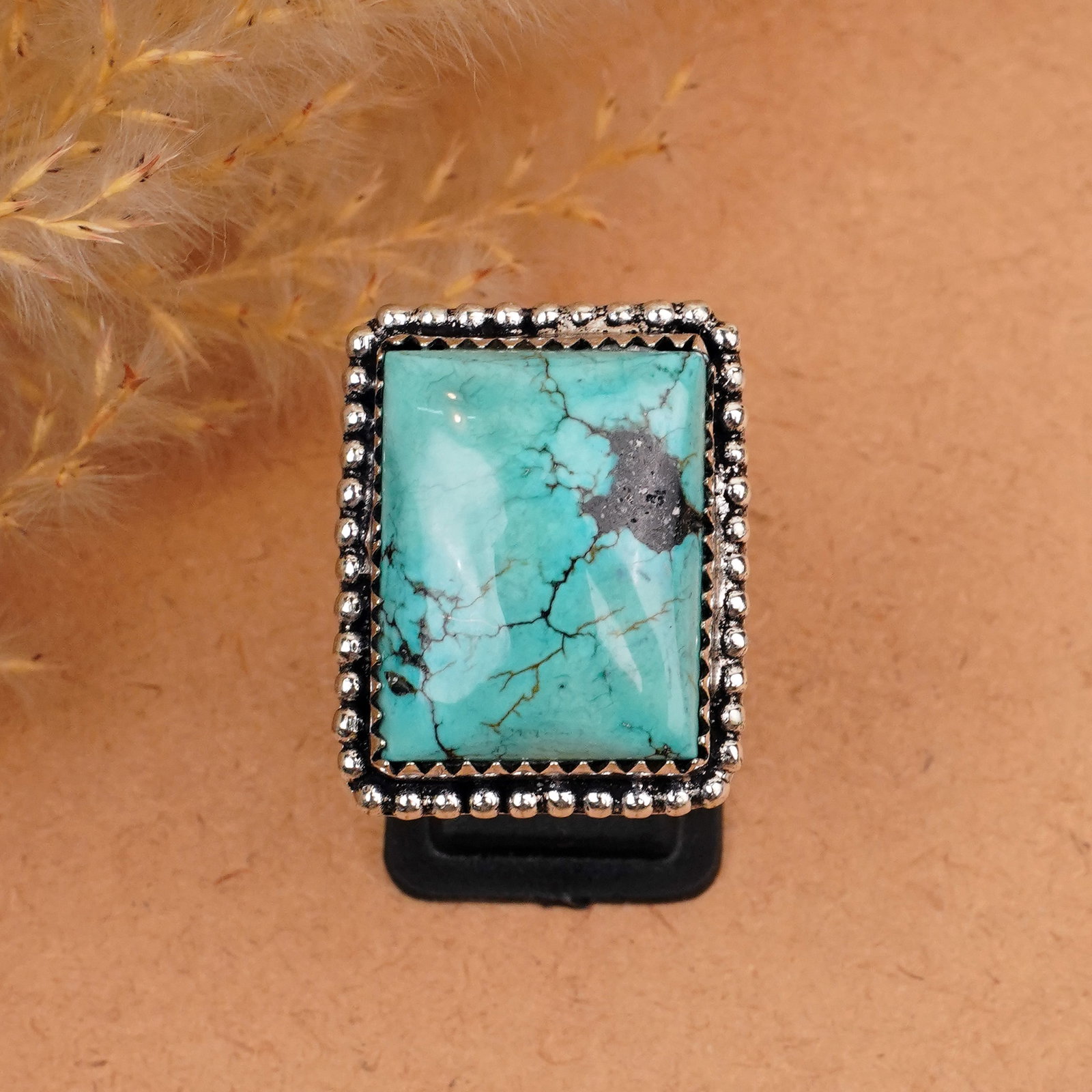 Natural Turquoise Silver Plated Handmade Ring - 9.5MM (1 of 3)