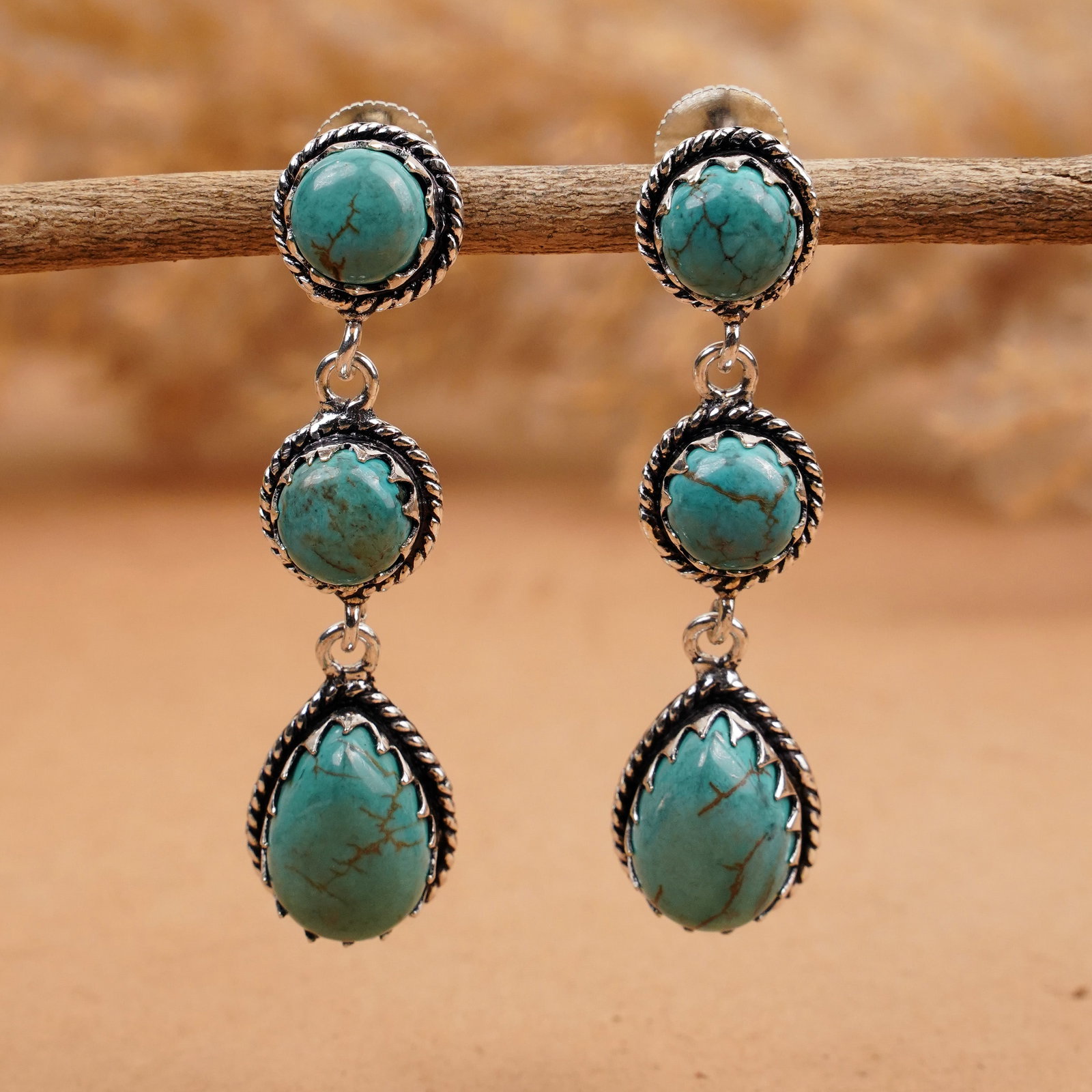 Natural Turquoise Silver Plated Handmade Stud Earring: Product ID: 260410125431 Product - Handmade Silver Plated Stud Earring Metal - 925 Sterling Silver Plated Earring Type - Stud Gemstone - Turquoise Gemstone Origin - Tibet Gemstone Size - 10X14 MM ( 2 